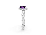White gold Heart Cut Halo Diamond Solitaire with Filigree Band and Four-Prong Setting_2