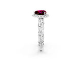 White gold Heart Cut Halo Diamond Solitaire with Filigree Band and Four-Prong Setting_2