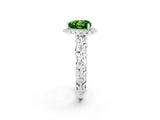 White gold Heart Cut Halo Diamond Solitaire with Filigree Band and Four-Prong Setting_2