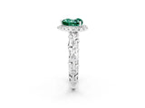 White gold Heart Cut Halo Diamond Solitaire with Filigree Band and Four-Prong Setting_2