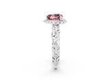 White gold Heart Cut Halo Diamond Solitaire with Filigree Band and Four-Prong Setting_2