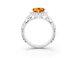 White gold Heart Cut Halo Diamond Solitaire with Filigree Band and Four-Prong Setting_3