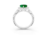 White gold Heart Cut Halo Diamond Solitaire with Filigree Band and Four-Prong Setting_3