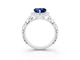 White gold Heart Cut Halo Diamond Solitaire with Filigree Band and Four-Prong Setting_3