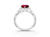 White gold Heart Cut Halo Diamond Solitaire with Filigree Band and Four-Prong Setting_3