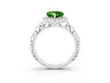 White gold Heart Cut Halo Diamond Solitaire with Filigree Band and Four-Prong Setting_3