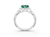 White gold Heart Cut Halo Diamond Solitaire with Filigree Band and Four-Prong Setting_3