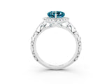 White gold Heart Cut Halo Diamond Solitaire with Filigree Band and Four-Prong Setting_3