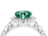 White gold Heart Cut Halo Diamond Solitaire with Filigree Band and Four-Prong Setting_4