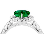 White gold Heart Cut Halo Diamond Solitaire with Filigree Band and Four-Prong Setting_4