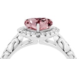 White gold Heart Cut Halo Diamond Solitaire with Filigree Band and Four-Prong Setting_4