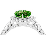 White gold Heart Cut Halo Diamond Solitaire with Filigree Band and Four-Prong Setting_4