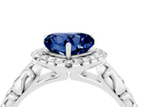 White gold Heart Cut Halo Diamond Solitaire with Filigree Band and Four-Prong Setting_4