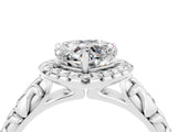 White gold Heart Cut Halo Diamond Solitaire with Filigree Band and Four-Prong Setting_4