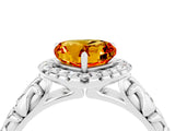 White gold Heart Cut Halo Diamond Solitaire with Filigree Band and Four-Prong Setting_4