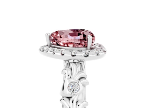 White gold Heart Cut Halo Diamond Solitaire with Filigree Band and Four-Prong Setting_5