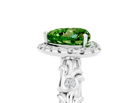 White gold Heart Cut Halo Diamond Solitaire with Filigree Band and Four-Prong Setting_5