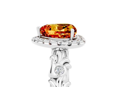 White gold Heart Cut Halo Diamond Solitaire with Filigree Band and Four-Prong Setting_5