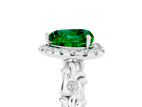 White gold Heart Cut Halo Diamond Solitaire with Filigree Band and Four-Prong Setting_5