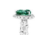 White gold Heart Cut Halo Diamond Solitaire with Filigree Band and Four-Prong Setting_5