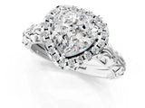 White gold Heart Cut Halo Diamond Solitaire with Filigree Band and Four-Prong Setting_8
