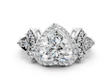 White gold Heart Cut Halo Diamond Split Shank Engagement Ring with Four-Prong Setting_86