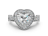White gold Heart Cut Halo Diamond Split Shank Pave Ring_158