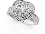 White gold Heart Cut Halo Diamond Split Shank Pave Ring_159