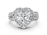 White gold Heart Cut Halo Diamond Split Shank Ring with Scalloped Prong Setting_26