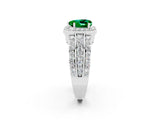White gold Heart Cut Halo Emerald Ring with Split Shank and Four-Prong Setting_2