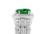 White gold Heart Cut Halo Emerald Ring with Split Shank and Four-Prong Setting_5