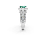 White gold Heart Cut Halo Green Sapphire Ring with Split Shank and Four-Prong Setting_2