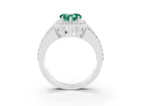White gold Heart Cut Halo Green Sapphire Ring with Split Shank and Four-Prong Setting_3