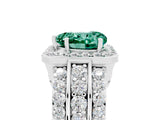 White gold Heart Cut Halo Green Sapphire Ring with Split Shank and Four-Prong Setting_5