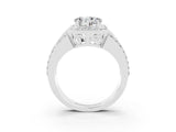 White gold Heart Cut Halo Moissanite Ring with Split Shank and Four-Prong Setting_3