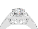 White gold Heart Cut Halo Moissanite Ring with Split Shank and Four-Prong Setting_4