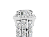 White gold Heart Cut Halo Moissanite Ring with Split Shank and Four-Prong Setting_5