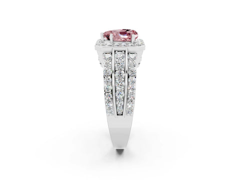 White gold Heart Cut Halo Morganite Ring with Split Shank and Four-Prong Setting_2