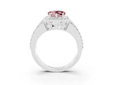White gold Heart Cut Halo Morganite Ring with Split Shank and Four-Prong Setting_3