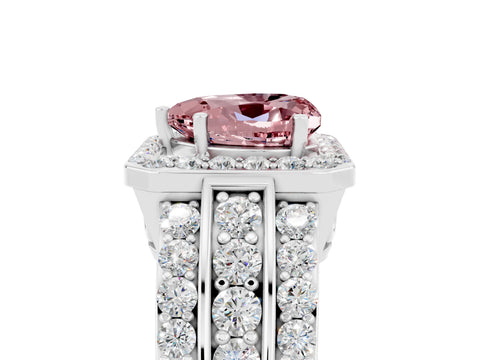 White gold Heart Cut Halo Morganite Ring with Split Shank and Four-Prong Setting_5
