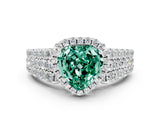 White gold Heart Cut Halo Pavé Diamond Engagement Ring with Split Shank and Four-Prong Setting