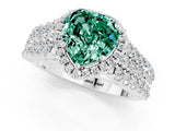 White gold Heart Cut Halo Pavé Diamond Engagement Ring with Split Shank and Four-Prong Setting_1