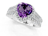 White gold Heart Cut Halo Pavé Diamond Engagement Ring with Split Shank and Four-Prong Setting_1