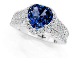 White gold Heart Cut Halo Pavé Diamond Engagement Ring with Split Shank and Four-Prong Setting_1