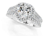 White gold Heart Cut Halo Pavé Diamond Engagement Ring with Split Shank and Four-Prong Setting_1