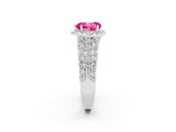 White gold Heart Cut Halo Pavé Diamond Engagement Ring with Split Shank and Four-Prong Setting_2
