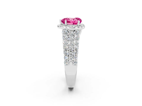 White gold Heart Cut Halo Pavé Diamond Engagement Ring with Split Shank and Four-Prong Setting_2