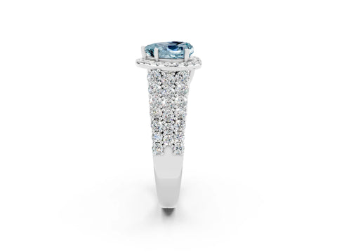 White gold Heart Cut Halo Pavé Diamond Engagement Ring with Split Shank and Four-Prong Setting_2