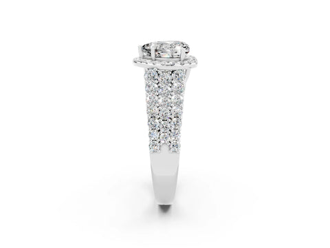 White gold Heart Cut Halo Pavé Diamond Engagement Ring with Split Shank and Four-Prong Setting_2