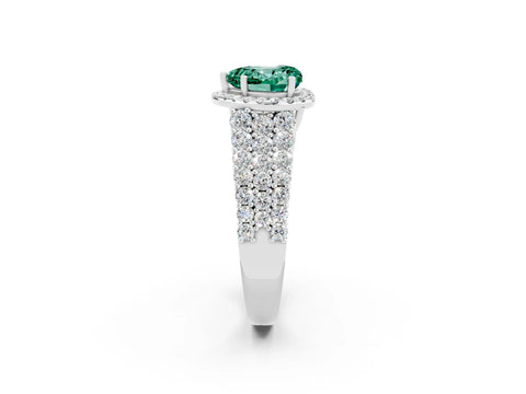 White gold Heart Cut Halo Pavé Diamond Engagement Ring with Split Shank and Four-Prong Setting_2